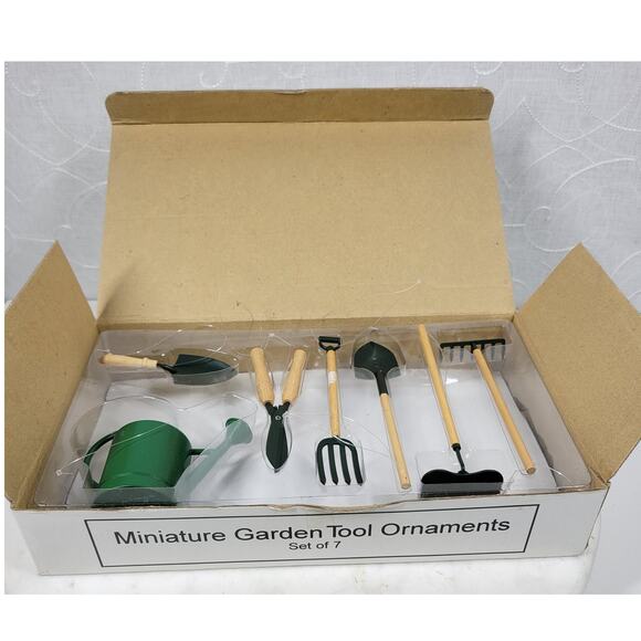 Vtg Department 56 Garden Ornaments Set of 7 Mini Christmas Tree Decor New in Box - Picture 3 of 14